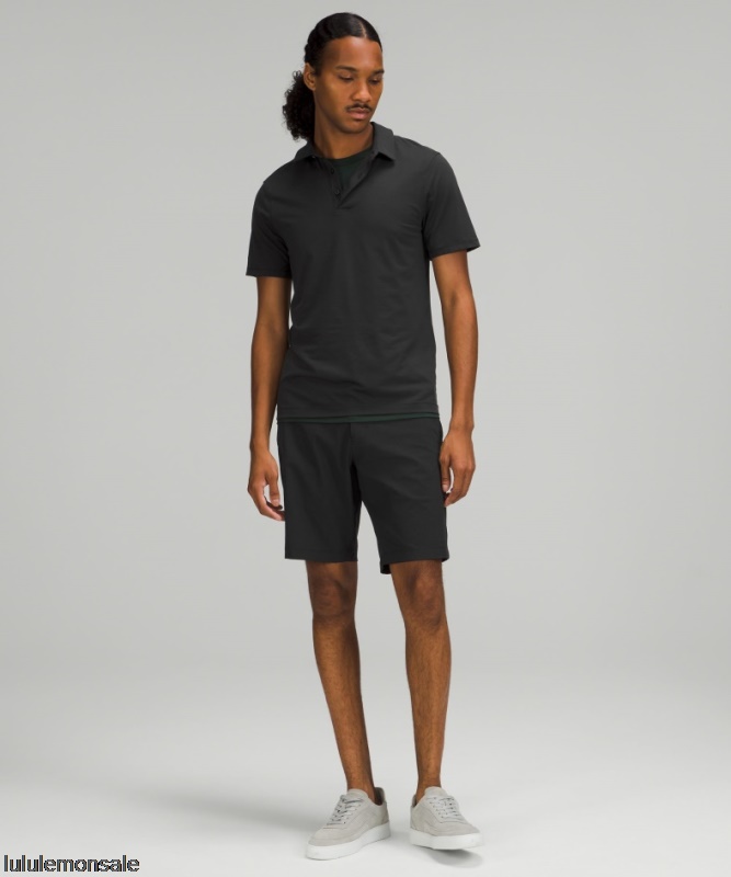 Lululemon Verkauf DELULU744 | Evolution Kurzarm Poloshirt Schwarz
